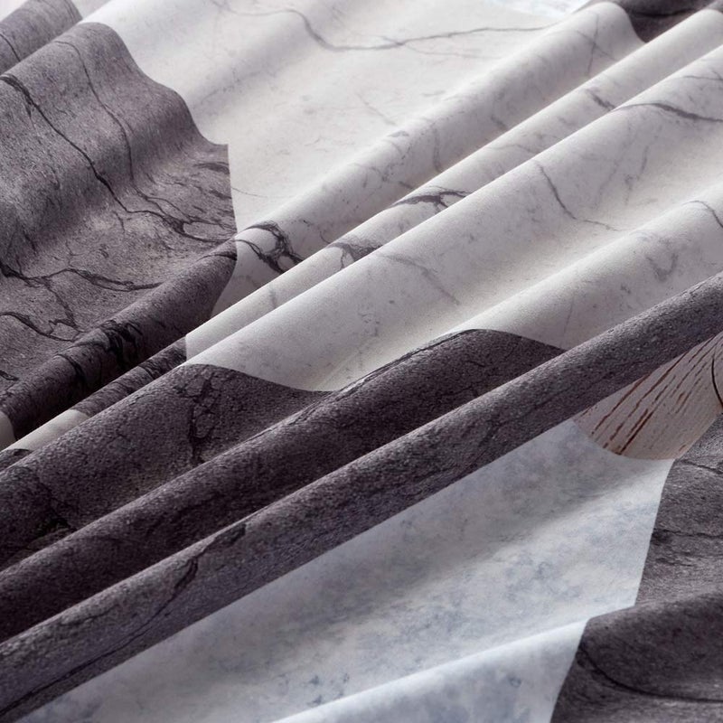 MILDLY 100% Long Staple Cotton Duvet Cover Set, 3pcs Geometric Marble Textured Pattern Printed Comforter Cover Set - Image 2